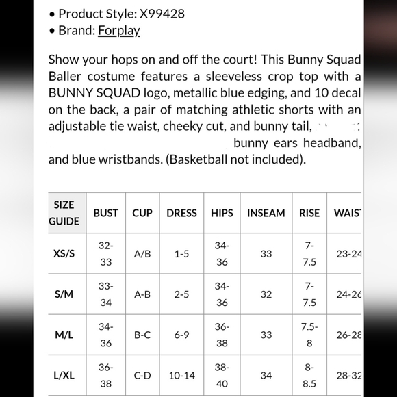 NEW Forplay Bunny Squad Baller Space Jam Costume Lola Bunny Basketball M/L - Picture 4 of 5